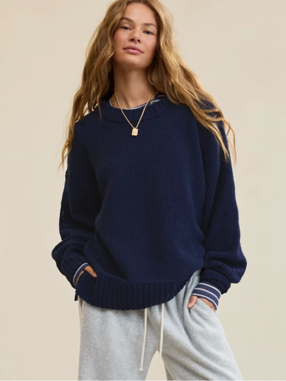 NWT Aerie Aerie Like Candy Crew Sweater Chenille Oversized Size XXL Blue